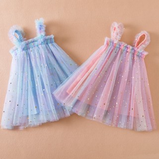 ชุดเดรสเจ้าหญิง Tulle สีรุ้ง แฟชั่นฤดูร้อน สําหรับเด็กผู้หญิง อายุ 1-5 ปี