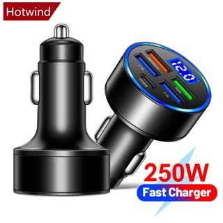 Hotwind อะแดปเตอร์ชาร์จเร็ว 250W 4 พอร์ต USB QC3.0+PD Type C PD 12-24V B7Z3 สําหรับรถยนต์