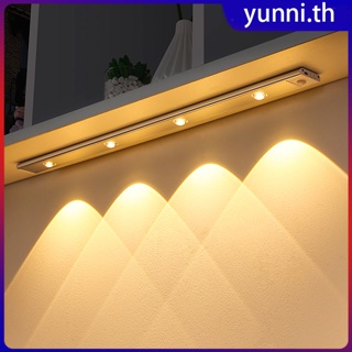 Ultra Thin Led Cabinet Motion Sensor Light Cat Eye Shaped Pir Wireless Usb Night Light แบบชาร์จไฟได้สำหรับตู้ครัวห้องนอนห้องทำงาน Yunni