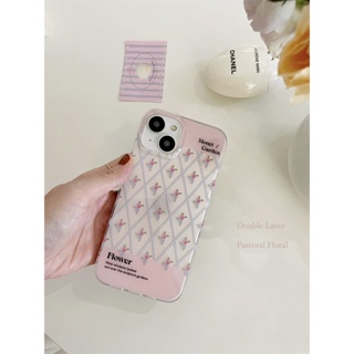 เคสโทรศัพท์มือถือแบบแข็ง สองชั้น กันกระแทก ลายดอกไม้น่ารัก สําหรับ iPhone 13 12promax XS 13 pro 14promax