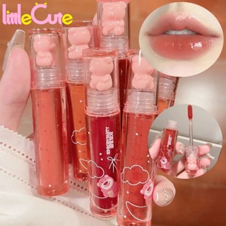 เครื่องสําอางเกาหลี / ลิปกลอส คริสตัล หมีน้อย 6 สี / ลิปสติก กันน้ํา ติดทนนาน ไม่ติดถ้วย / ลิปกลอส สีขาวนู้ด เรียบเนียน