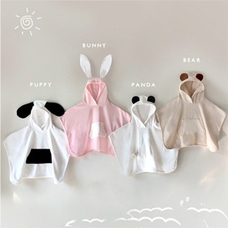 เสื้อคลุมอาบน้ํา มีฮู้ด ผ้าขนหนู สไตล์เกาหลี สําหรับเด็ก
