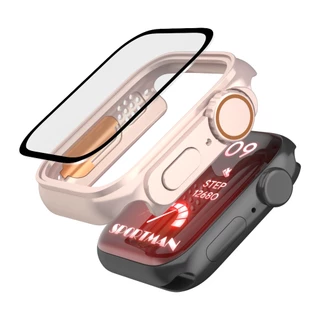 เคสกระจกนิรภัย PC แบบแข็ง ป้องกันหน้าจอ สําหรับ Apple Watch iWatch 45/41/40 มม. 44 มม. 49 มม.