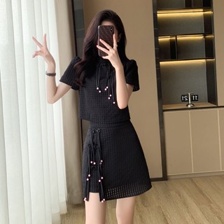 Summer dress New Chinese style Fashion suit Womens Summer 2023 New style Black Salt Light ripe two-piece dress