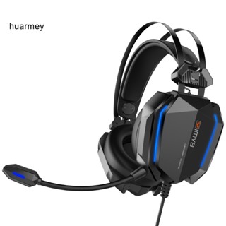 Huarmey A32 หูฟังซับวูฟเฟอร์ แบบใช้สาย RGB 3.5 มม. หายใจสะดวก พร้อมไมโครโฟน สําหรับคอมพิวเตอร์