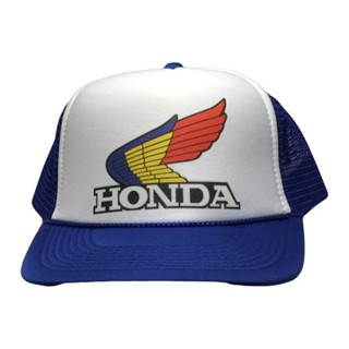 หมวกตาข่าย สีฟ้า สไตล์วินเทจ สําหรับแข่งรถ Honda