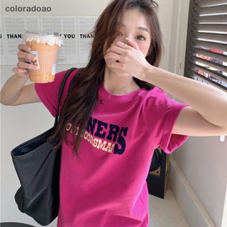 Crd เสื้อยืดลําลอง คอกลม แขนสั้น พิมพ์ลายตัวอักษร ทรงหลวม แฟชั่นฤดูร้อน สําหรับสตรี ZXH