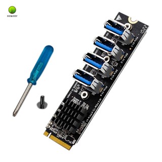 อะแดปเตอร์การ์ดกราฟฟิคขยาย M.2 M-Key Pcie M.2 เป็น Pci-E X1 4 พอร์ต USB3.0 ASM1184E M.2