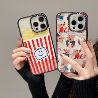 Casetify เคสโทรศัพท์มือถืออะคริลิคแข็ง แบบใส ลายหมีป๊อปคอร์น สําหรับ iPhone 14 13 12 11 Pro Max Plus