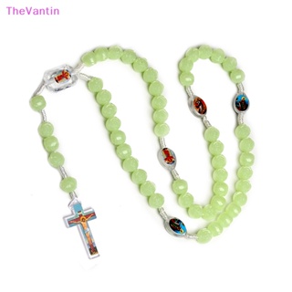 Thevantin สร้อยคอแฟชั่น จี้ไม้กางเขน คาทอลิก เรืองแสง สุ่มสี สําหรับผู้หญิง