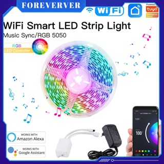 Tuya WiFi Smart LED Strip Light RGB 5050 Controller Music Sync Color Changing Smart Life APP Control ปรับความสว่างได้ รองรับ Voice Control fore