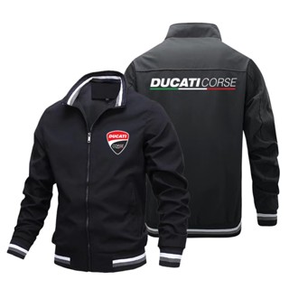 DUCATI LOGO baseball uniform motorcycle shop custom work clothes 1199 1299 899 V2 Monster696 821 797 659 Panigale V4 XDiavel S Diavel1260 outdoor riding stand collar large size long-sleeved sweater Aviator Jacket