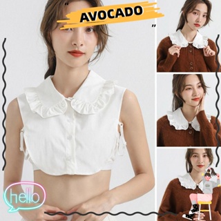 AVOCARR เสื้อเชิ้ต คอปกปลอม ผ้าฝ้าย และผ้าชีฟอง แบบถอดออกได้ สไตล์วินเทจ