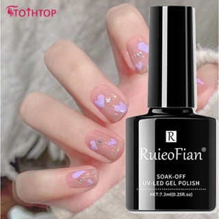 7.3ml Ruieo Fian Gel Nail Polish กึ่งโปร่งใสสีนู้ดเจลทาเล็บ Ice Through Brown Pink French Gel [TOP]