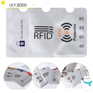 LILY ปลอกป้องกันการ์ด ป้องกันการสแกน Rfid ป้องกันขโมย 10 ชิ้น