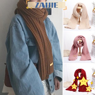 Zaijie24 ผ้าพันคอ ผ้าถัก แบบหนา สีพื้น สําหรับผู้หญิง