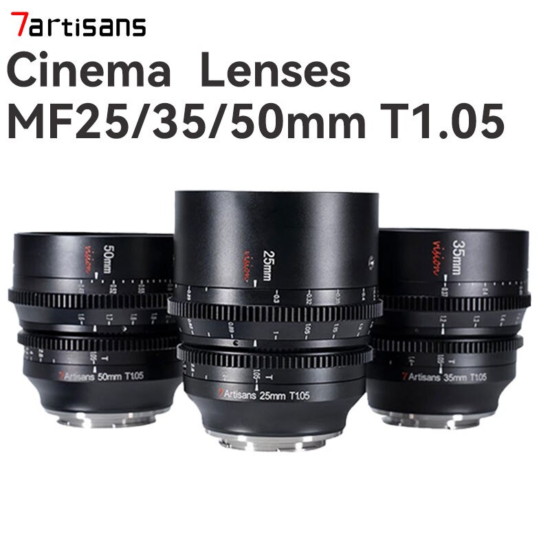 7artisans 25mm 35mm 50mm T1.05 รูปแบบ APS-C Cine Cinematic Lens เลนส์กล้องมิเรอร์เลสระดับมืออาชีพ