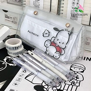 Taylor2pv กระเป๋าเครื่องเขียน กระเป๋าดินสอ ลายการ์ตูน Pochacco กันน้ํา มีซิป สีโปร่งใส สไตล์เกาหลี สําหรับนักเรียน