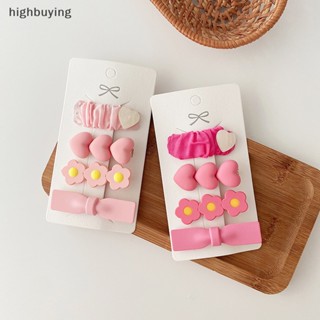 [highbuying] ใหม่ กิ๊บติดผม โบว์ ดอกไม้ สีชมพูหวาน สําหรับเด็ก 4/2 ชิ้น