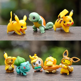 8 ชิ้น ของเล่นฟิกเกอร์โปเกม่อน eevee psyduck ตุ๊กตาน่ารัก เค้กท็อปเปอร์ เด็กของขวัญของเล่น