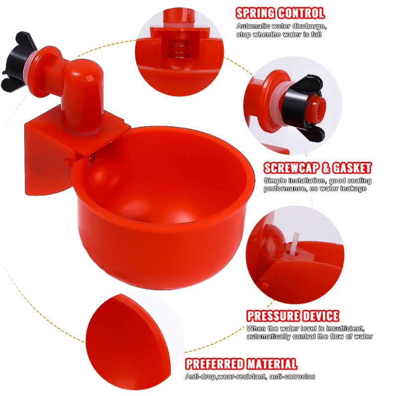 12 ชิ้น ถ้วยน้ําดื่มไก่ อัตโนมัติ เครื่องให้อาหารไก่ พลาสติก สัตว์ปีก เครื่องให้น้ําดื่ม - รูปที่ 6