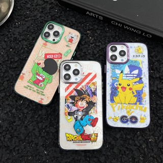 เคสโทรศัพท์มือถือ ชุบไฟฟ้า ลายการ์ตูนชินจัง ปิกาจู ดราก้อนบอล สําหรับ iPhone 14 Pro Max 13 12 Pro Max 11