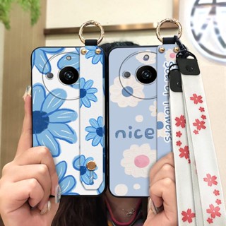 Dirt-resistant Phone Holder Phone Case For OPPO Realme11 protective Anti-knock painting flowers cartoon Wristband Soft Case