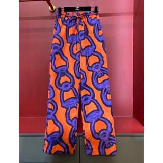 ♥ เช็คสินค้าก่อนสั่ง HERMES FANTAISIE BEACH TROUSERS กางเกงขายาว ทรงขาตรง ผ้าสวยมาก ลายคมชัด สีสันสดใส แอร์เมส เฮอเมส