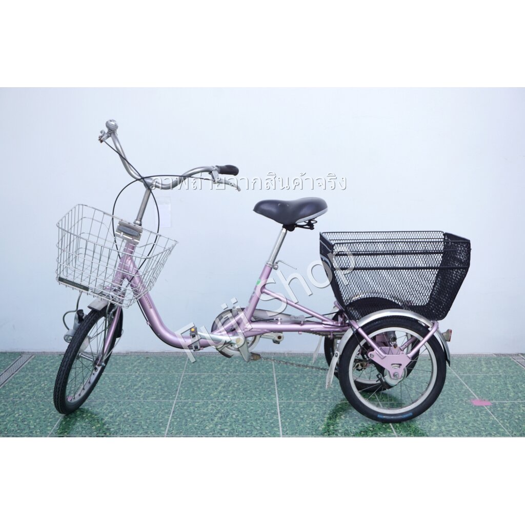 จักรยานสามล้อญี่ปุ่น - ล้อ 18 / 16 นิ้ว - ไม่มีเกียร์ - อลูมิเนียม - Bridgestone - สีชมพู [จักรยานมือสอง]