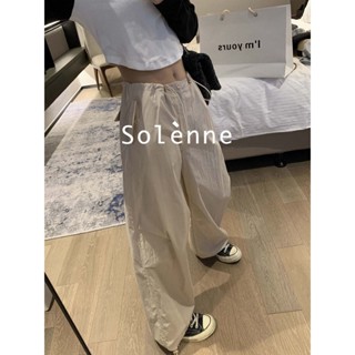 Solenne  กางเกงขายาว กางเกงยีสน์ผู้หญิง ทรงหลวม ๆ ตรง Retro Hip Hop Pants 2023 NEW Style ทันสมัย สบาย สวยงาม สวย A20M06R 36Z230909