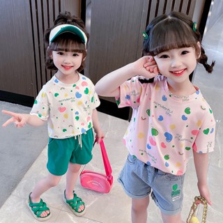 [ML] พร้อมส่ง เสื้อยืดแขนสั้น สไตล์เจ้าหญิง ขนาดเล็ก 90-140 ซม. แฟชั่นฤดูร้อน สําหรับเด็กผู้หญิง