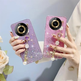 เคสโทรศัพท์มือถือ TPU ใส แบบนิ่ม ลายกากเพชร มีสายคล้อง สําหรับ Realme 11 Pro Plus Pro+ C53 NFC 4G 5G