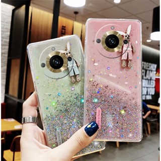 พร้อมส่ง เคสโทรศัพท์มือถือ ซิลิคอน TPU ใส แบบนิ่ม ลายกระต่าย ประดับเลื่อม สําหรับ Realme 11 Pro+ Pro Plus C53 NFC 4G 5G 2023