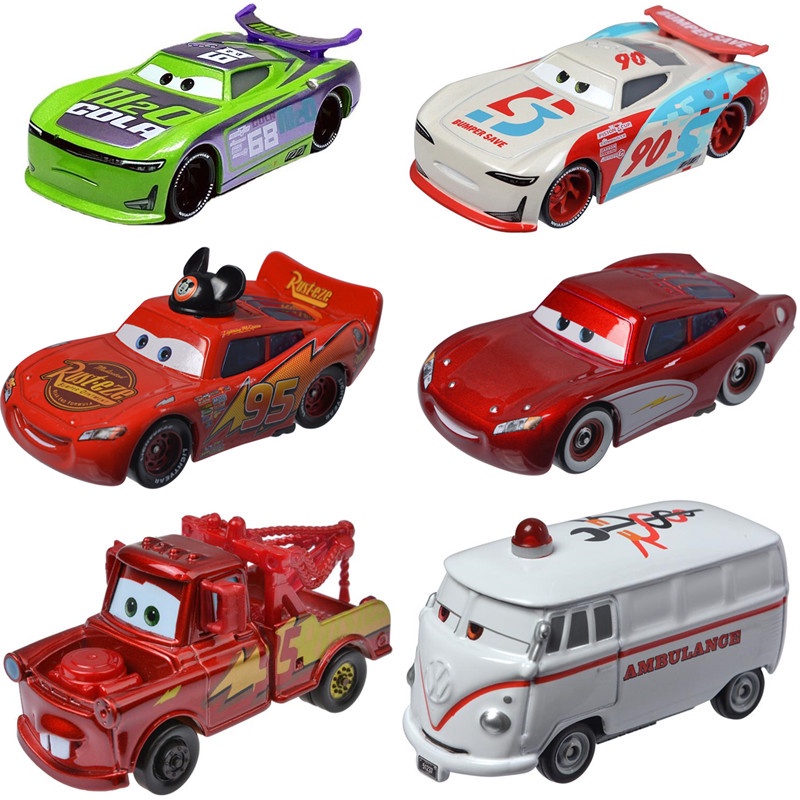 Pixar Cars 3 Lightning McQueen Mater Fabulous Hudson 1:55 ของเล่นรถโลหะDiecast