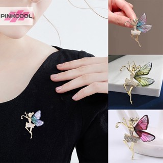 Pinkcool แฟชั่น โลหะผสม นางฟ้า ฝังเพทาย เข็มกลัด สําหรับผู้หญิง เสื้อโค้ท พลอยเทียม เลื่อม เสื้อยกทรง พิน เครื่องประดับ ของขวัญ ขายดี