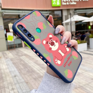 เคสโทรศัพท์มือถือ ซิลิโคนนิ่ม กันกระแทก ลายการ์ตูนหมีสตรอเบอร์รี่ สําหรับ Huawei Y7P P40 Lite E