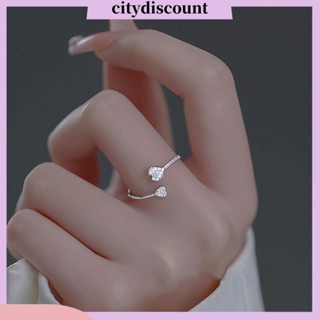 &lt;citydiscount&gt; แหวนนิ้วมือ รูปหัวใจ ประดับเพทาย ปรับได้ ของขวัญวันวาเลนไทน์