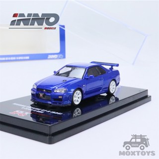 Inno โมเดลรถยนต์ 1:64 NISSAN SKYLINE GT-R (R34) V-Spec II Nur Bayside สีฟ้า