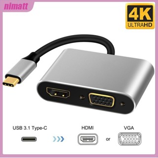 Ni อะแดปเตอร์ฮับ Usb C 4k Type C เป็น Hdmi Vga Usb3.0 เอาท์พุตคู่ สําหรับ Galaxy S10 S9 S8 Huawei