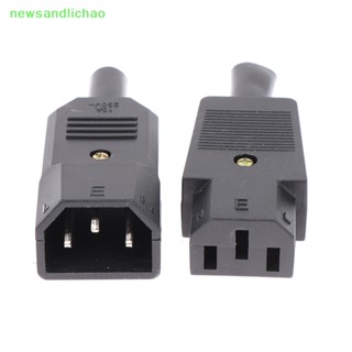 Newsandlichao ปลั๊กซ็อกเก็ตเชื่อมต่อสายเคเบิล AC 3Pin C13 C14 16A 250V ตัวเมีย ตัวผู้