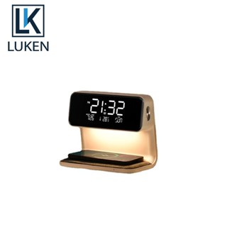 Luken 3 In 1 นาฬิกาปลุกไร้สาย หน้าจอ LCD ชาร์จได้ สําหรับ Iph