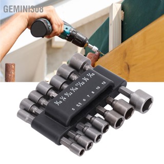 Gemini308 14 ชิ้น/เซ็ต Power Nut Driver เจาะ ชุดเครื่องมือเหล็ก 40CR Hex Shank Socket Adapter สำหรับ DIY 1/4in
