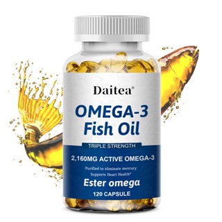 Daitea OMEGA-3 Fish Oil Benefits Heart, Eyes, Brain, Skin &amp; Eye Health, ให้การสนับสนุนหัวใจและหลอดเลือด, ส่งเสริมสุขภาพสมอง