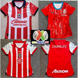 23-24 ใหม่ Chivas Home เสื้อยืดลําลอง แขนสั้น คุณภาพสูง สําหรับสตรี เหมาะกับการเล่นกีฬา ฟุตบอล