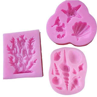 3pcs Home Candy Funny Heat Resistant Homemade Seashell DIY Marine Themed Silicone Fondant Molds