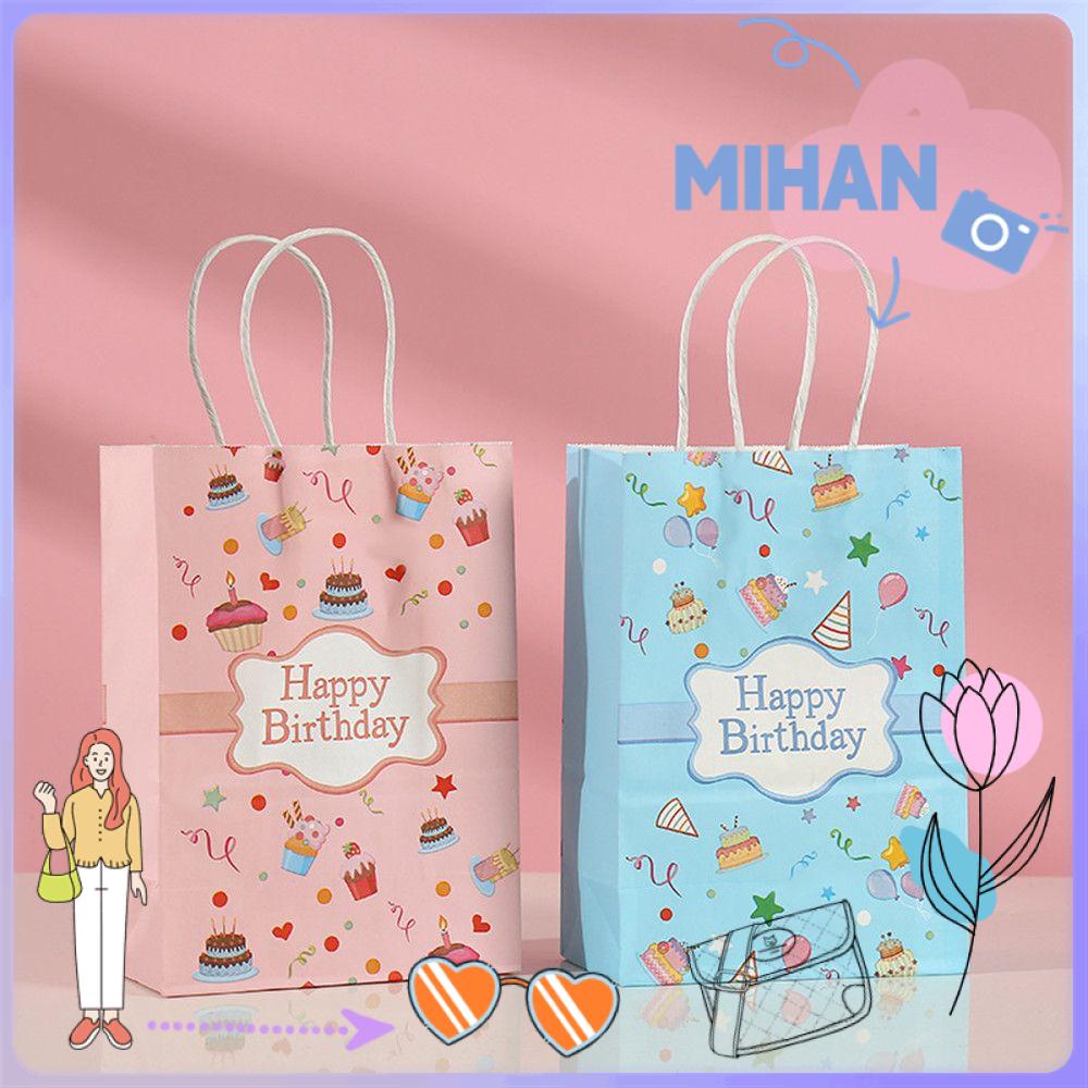 Gift Bags 9 บาท Mihan ถุงกระดาษพิมพ์ลายการ์ตูน Happy Birthday สําหรับใส่ขนมเค้กของขวัญ Stationery