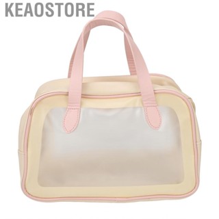 Keaostore Dry Wet Draining Pouch  Medium Pink Breathable Large  Separating Makeup Bag Portable PU Leather Handle for Hot Spring Traveling