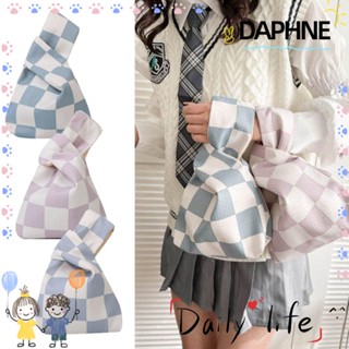 Daphne กระเป๋าถือ กระเป๋าสะพาย ผ้าฝ้าย ลายสก๊อต น้ําหนักเบา ขนาดเล็ก แบบพกพา สไตล์เรโทร สําหรับผู้หญิง