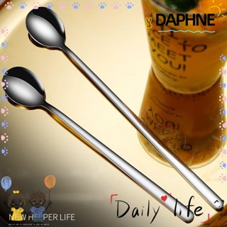 Daphne ช้อนคนน้ําผึ้ง สเตนเลส 304 ด้ามจับยาว สีเงิน อุปกรณ์เสริม สําหรับปิกนิก ขนมหวาน 3 ชิ้น