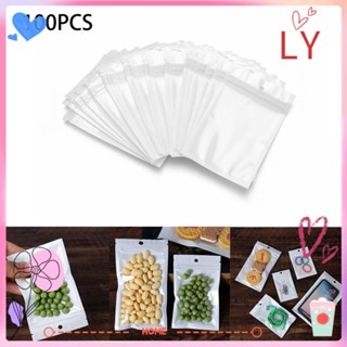Ly ถุงซิปพลาสติกสีขาว / ใสสําหรับจัดเก็บถุงบรรจุภัณฑ์ 100 ชิ้น